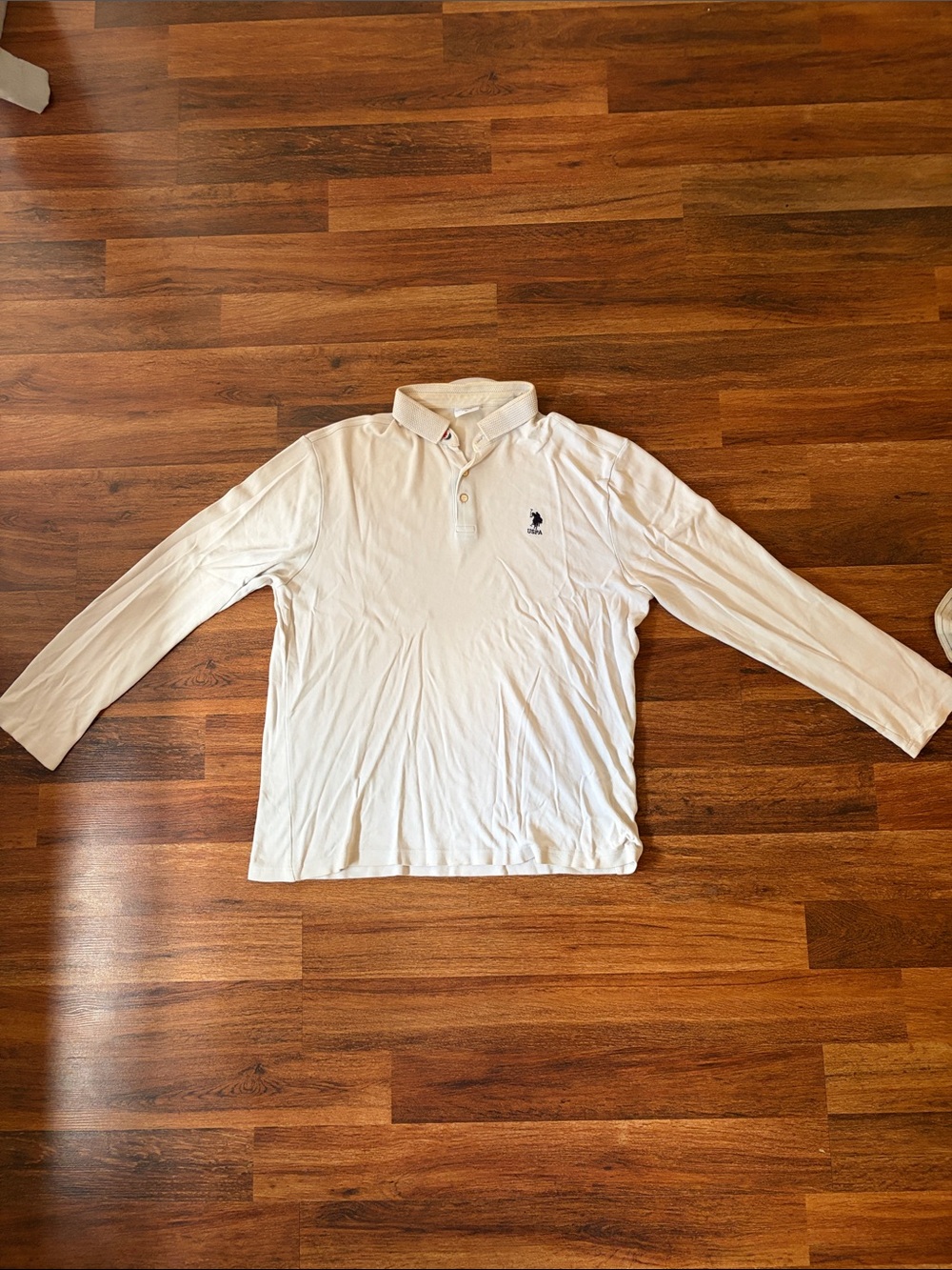 Long-Sleeve White Polo Shirt with Embroidered Logo